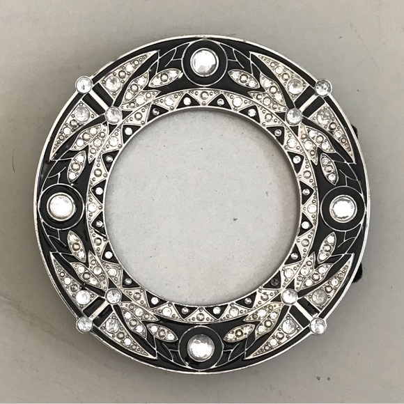 Antique Gatsby Style Inlaid Embellished Jewels Round Decorative Picture Frame - Picture 5 of 5